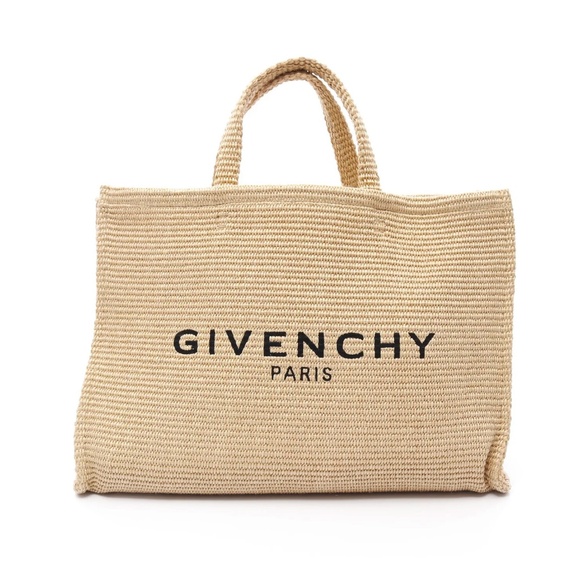 GIVENCHY G-Tote Large Raffia Logo Bag | Woven Summer Beach Tote - Picture 1 of 8